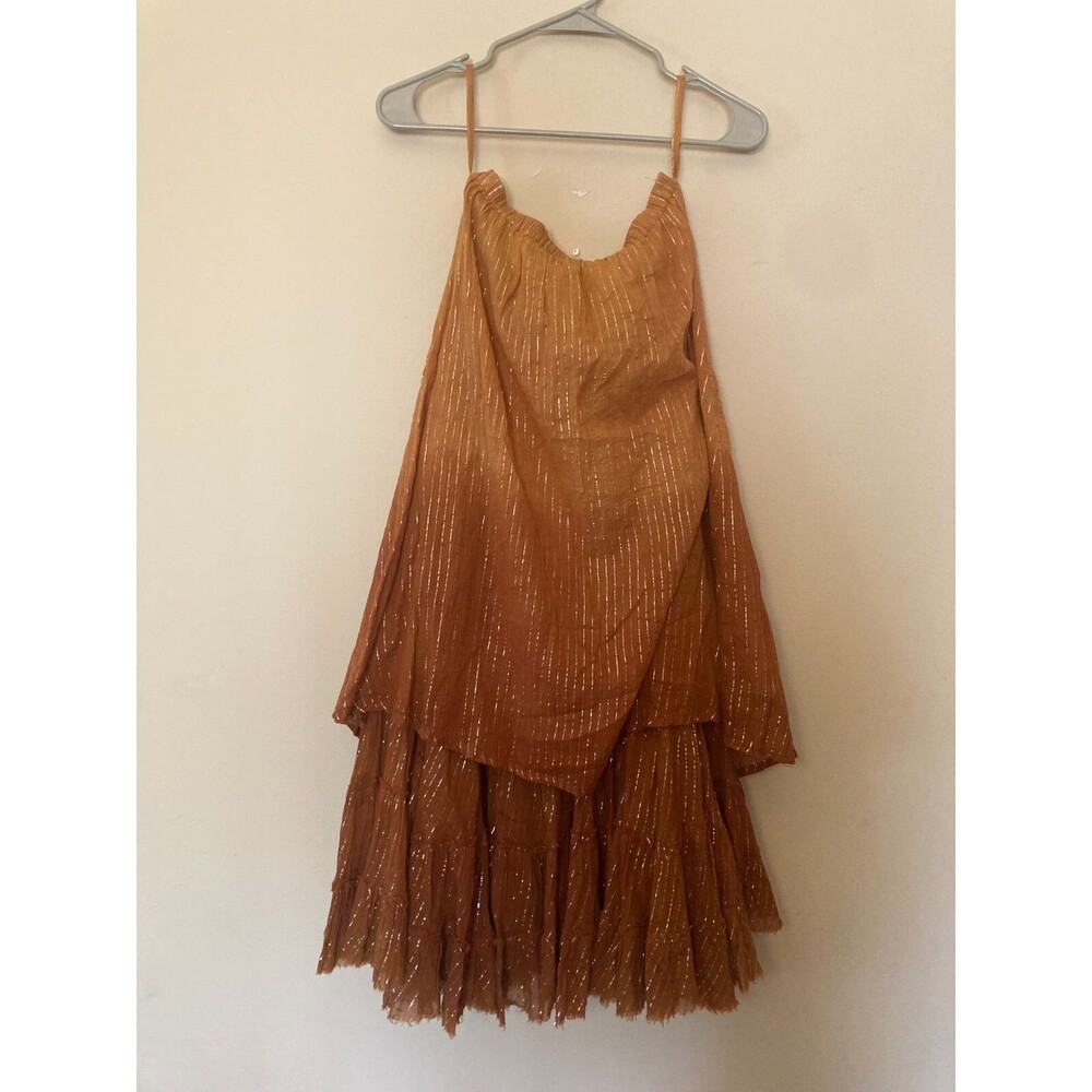 Womens Vintage (Flower label) Gold Fleck Dress - 100% Cotton -size M